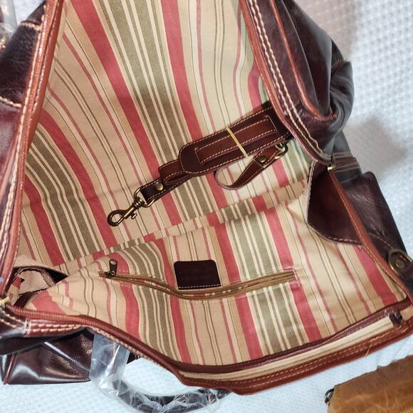 CENCIO NWT XL DUFFEL VECCHIO BROWN ITALIAN LEATHER BAG - Picture 6 of 15